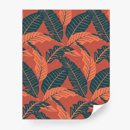 Wall mural tropical leaf pattern in warm tones • Wallissimo®