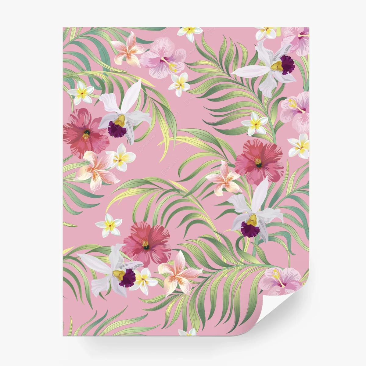 Wall mural pastel tropical floral pattern • Wallissimo®