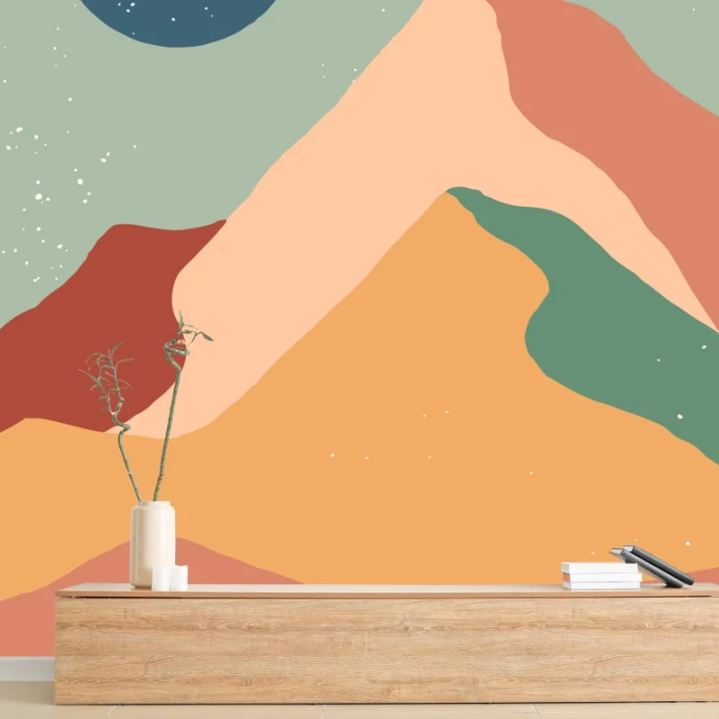 Wall mural abstract pastel mountain landscape