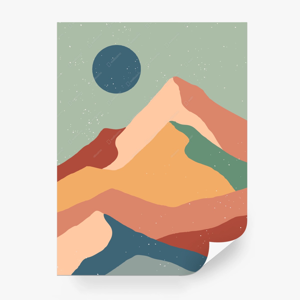 Wall mural abstract pastel mountain landscape • Wallissimo®