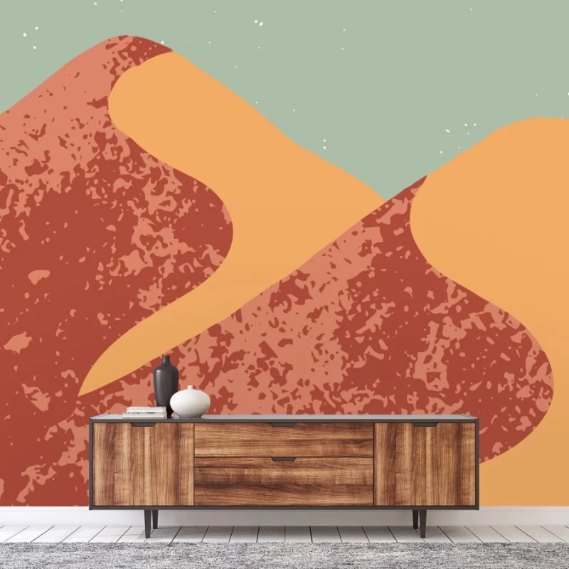 Wall mural abstract desert mountains with moon