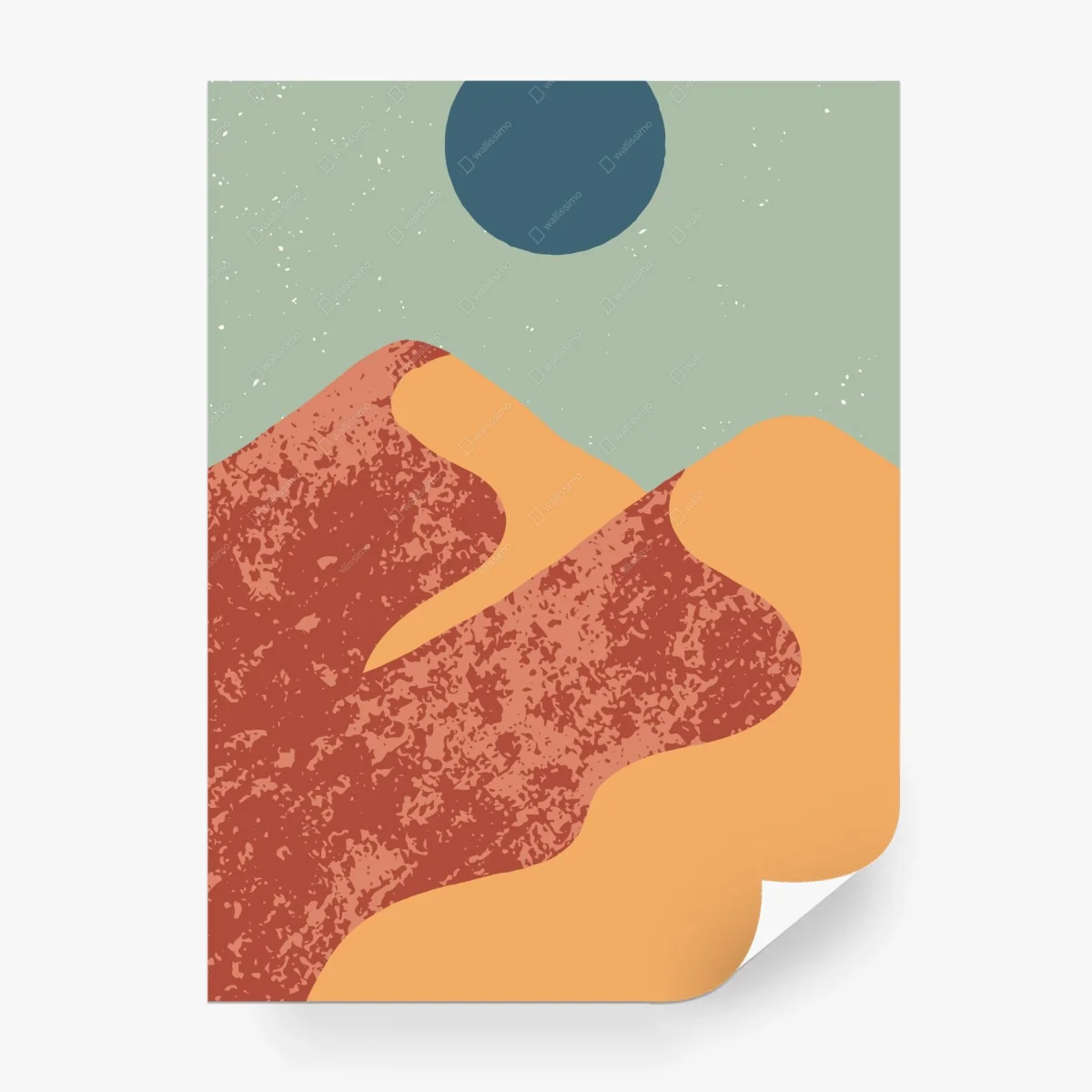 Wall mural abstract desert mountains with moon • Wallissimo®