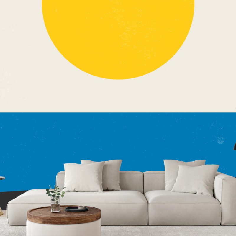 Wall mural yellow sun geometric composition