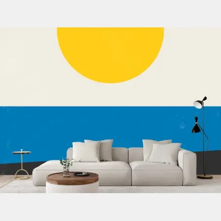 Wall mural yellow sun geometric composition • Wallissimo®