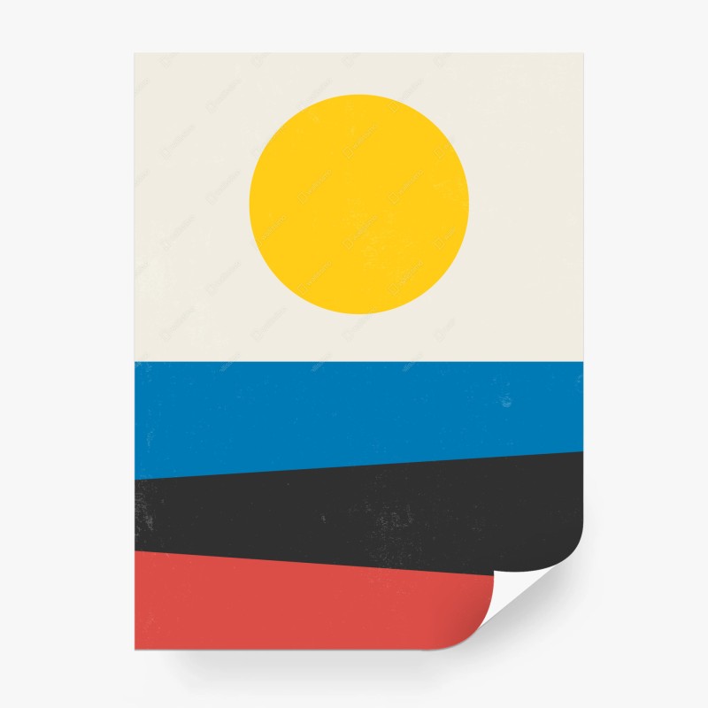 Wall mural yellow sun geometric composition