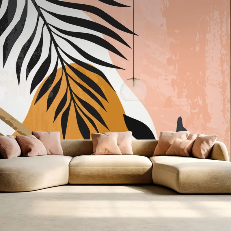 Wall mural abstract botanical composition in pastel tones • Wallissimo® Wall mural abstract botanical composition in pastel tones • Wallissimo®