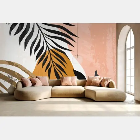 Wall mural abstract botanical composition in pastel tones • Wallissimo®