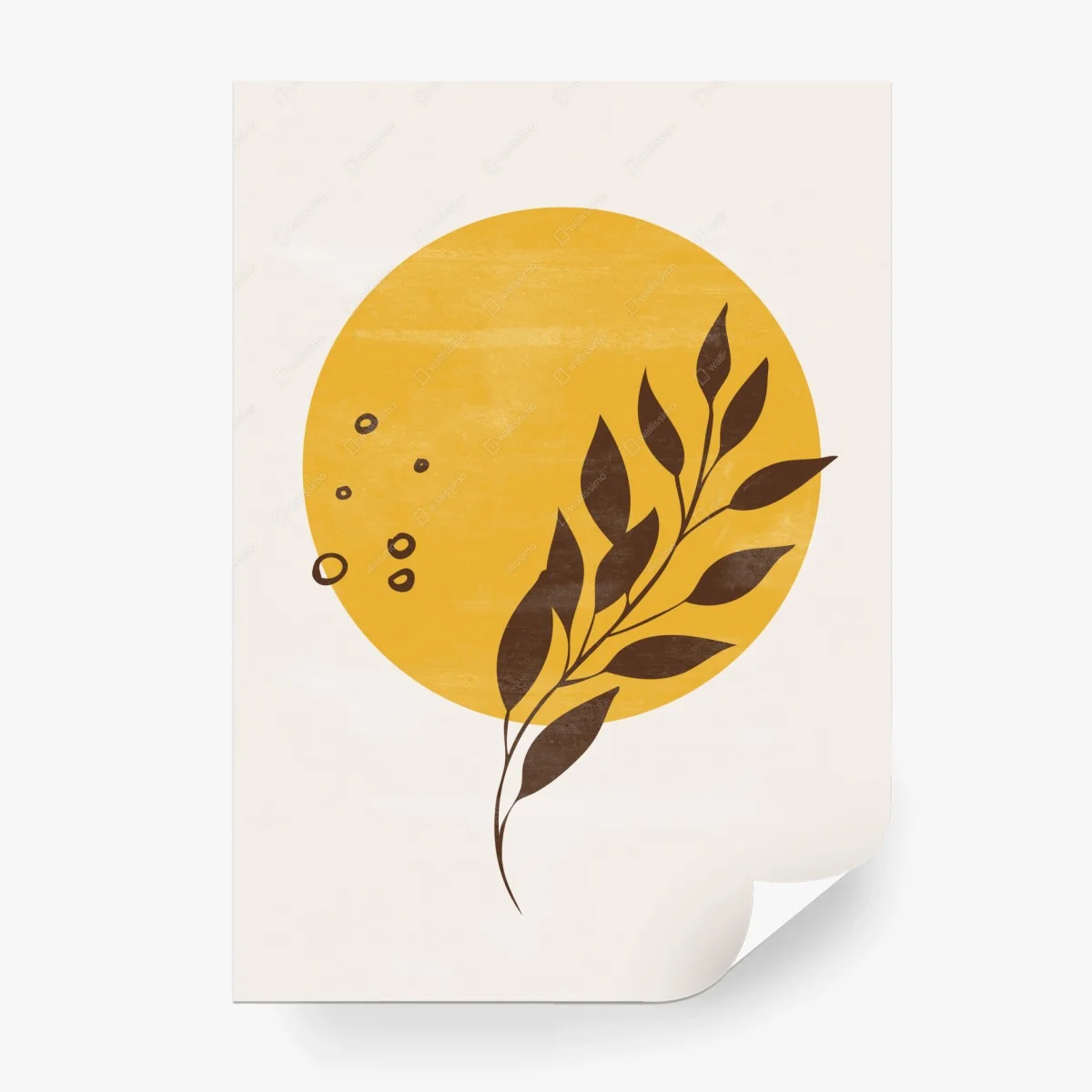 Wall mural botanical sun and leaf minimalist print • Wallissimo® Wall mural botanical sun and leaf minimalist print • Wallissimo®