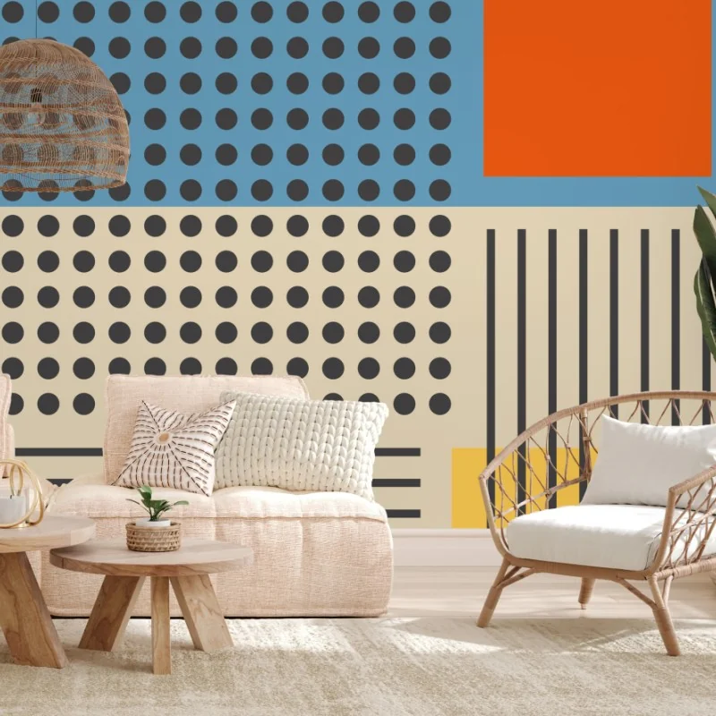 Wall mural geometric mid-century abstract composition