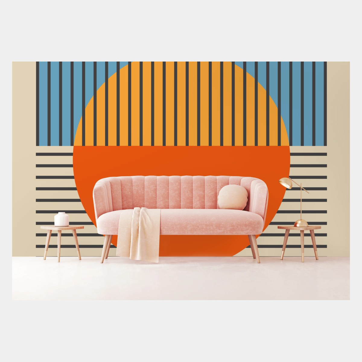 Wall mural bold geometric sunset • Wallissimo®