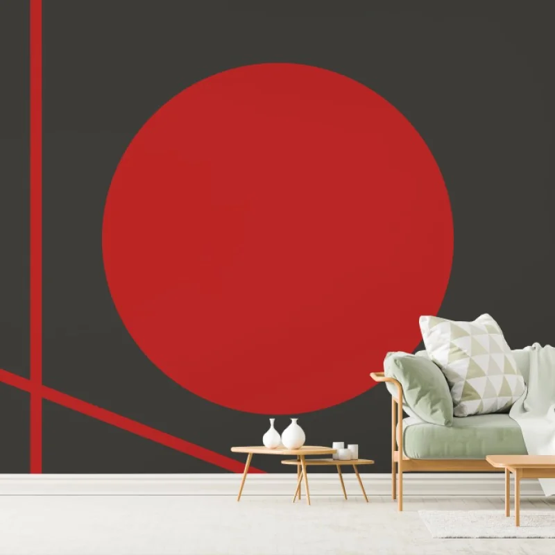 Wall mural bold geometric composition with red circle