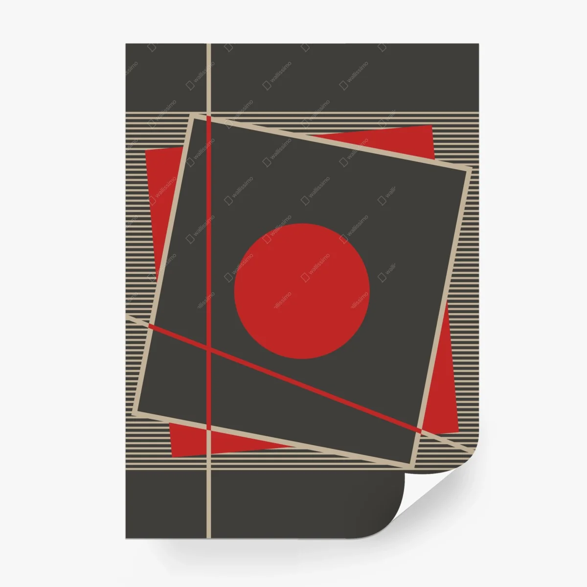 Wall mural bold geometric composition with red circle • Wallissimo® Wall mural bold geometric composition with red circle • Wallissimo®