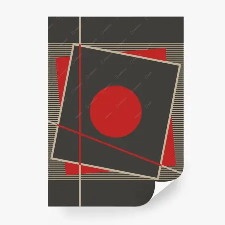 Wall mural bold geometric composition with red circle • Wallissimo®