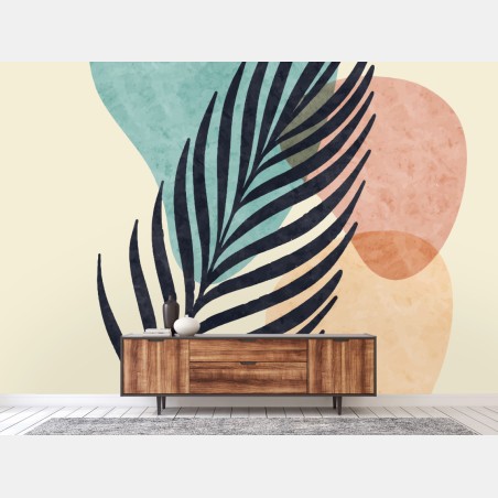 Wall mural abstract pastel palm leaf art • Wallissimo®