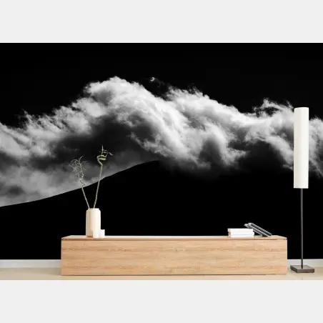 Wall mural moody cloud silhouette over mountain • Wallissimo®