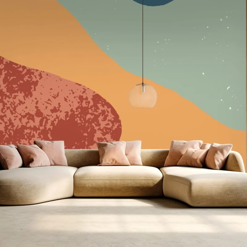 Wall mural abstract desert dunes with moon