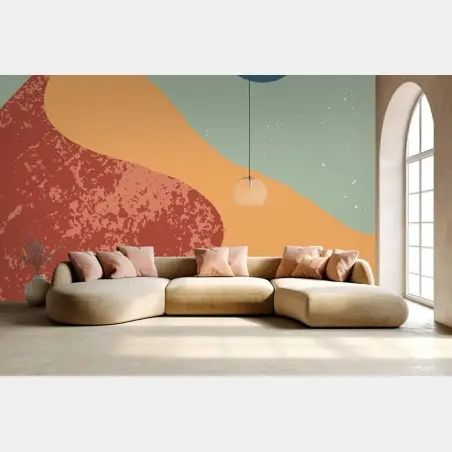 Wall mural abstract desert dunes with moon • Wallissimo®