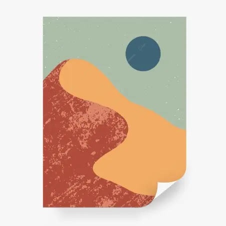 Wall mural abstract desert dunes with moon • Wallissimo®