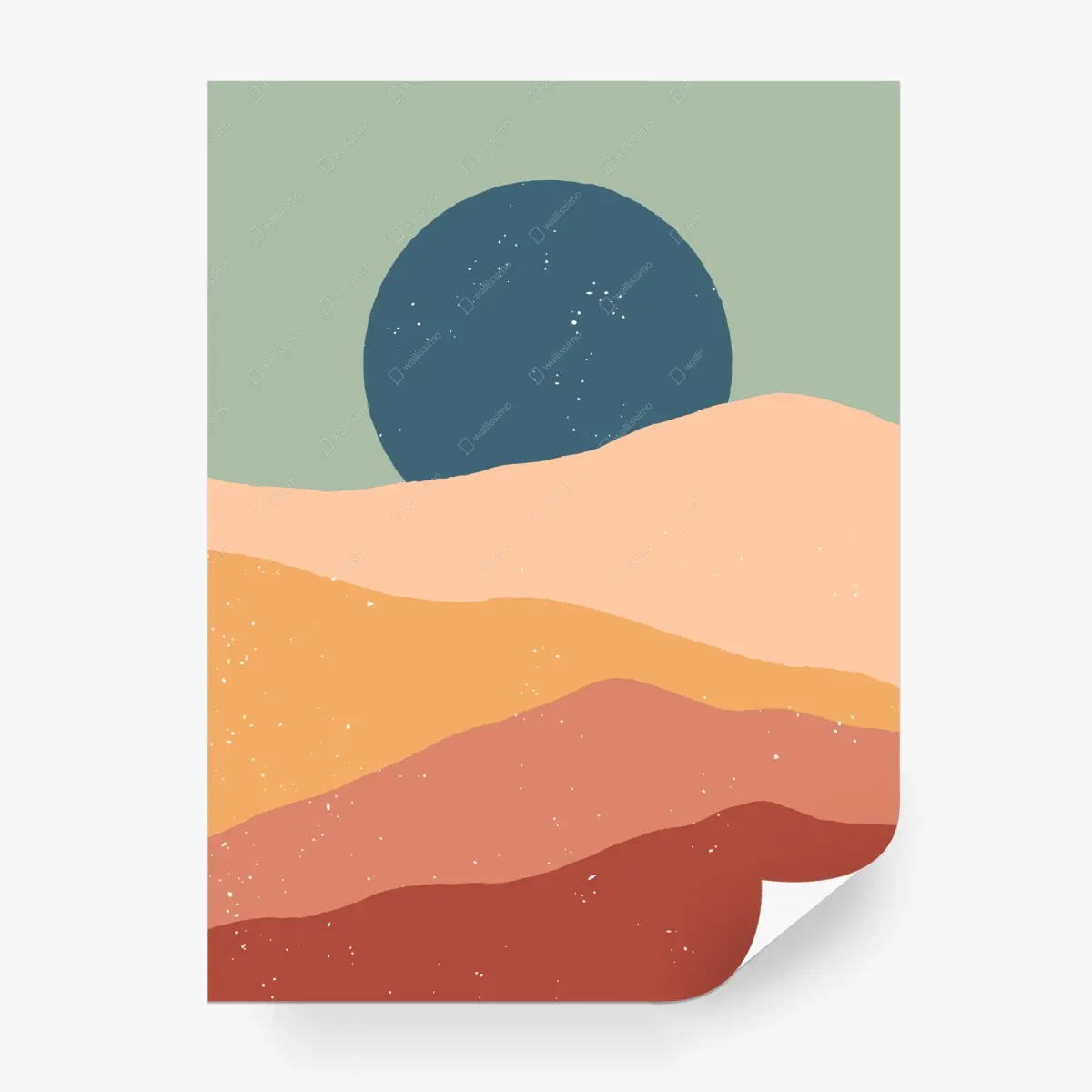 Wall mural abstract pastel desert landscape with moon • Wallissimo®
