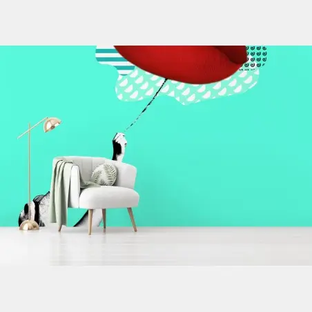 Wall mural bold red lips pop collage • Wallissimo®