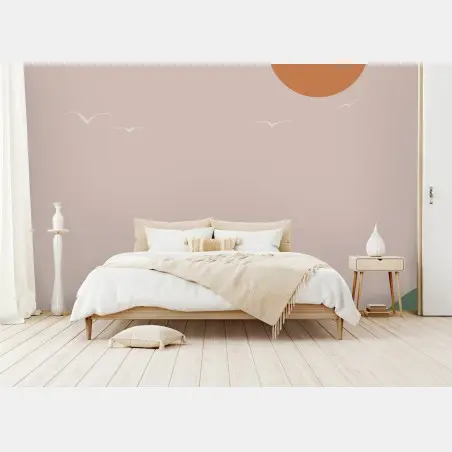 Wall mural soft pastel mountain sunset • Wallissimo®