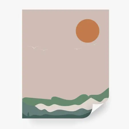 Wall mural soft pastel mountain sunset • Wallissimo®
