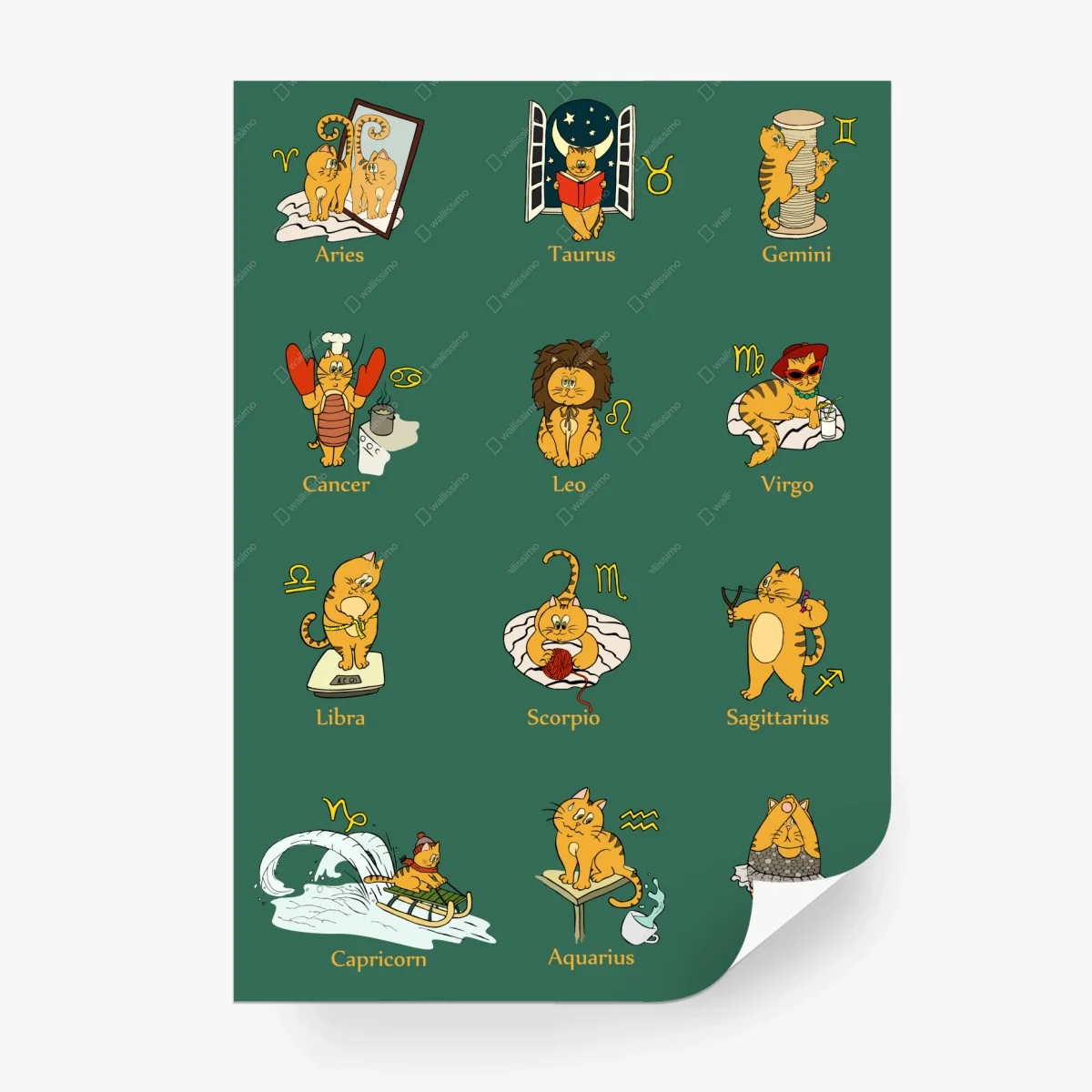 Wall mural playful zodiac cats wall art • Wallissimo® Wall mural playful zodiac cats wall art • Wallissimo®