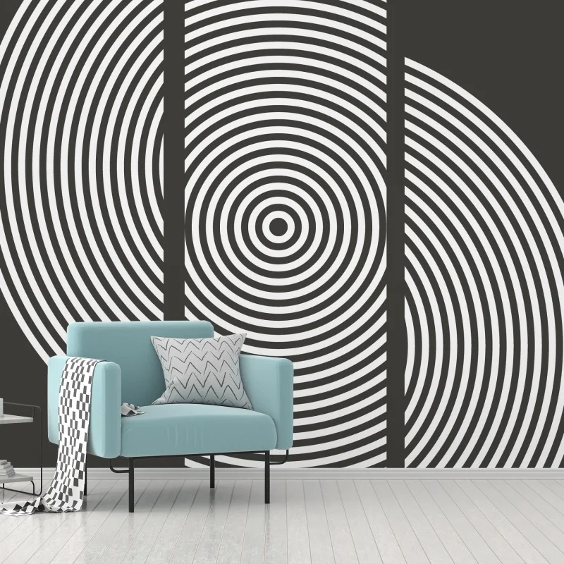 Wall mural monochrome concentric circle composition • Wallissimo® Wall mural monochrome concentric circle composition • Wallissimo®