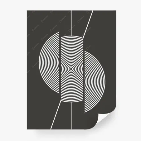 Wall mural monochrome concentric circle composition • Wallissimo®