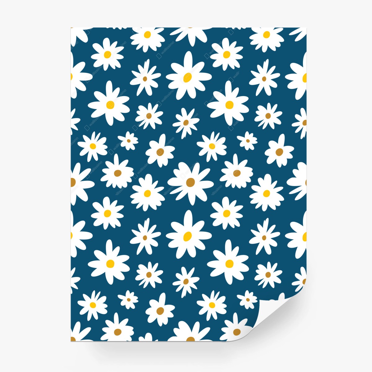 Wall mural playful daisy pattern on teal background • Wallissimo®