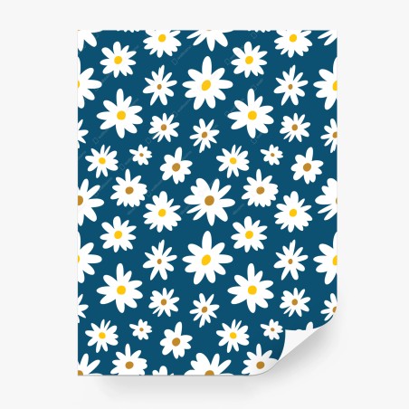 Wall mural playful daisy pattern on teal background • Wallissimo®