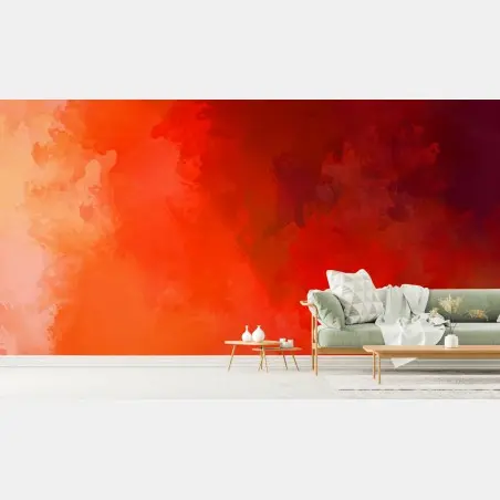 Wall mural vibrant red-orange abstract watercolor • Wallissimo®