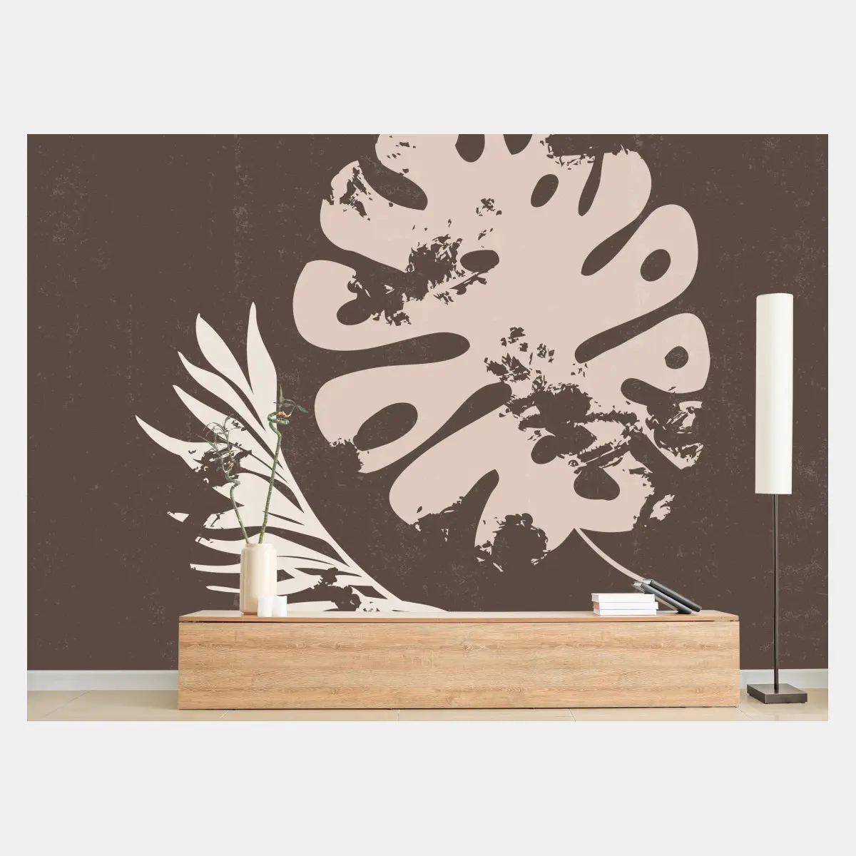 Wall mural monstera and fern boho botanical artwork • Wallissimo®