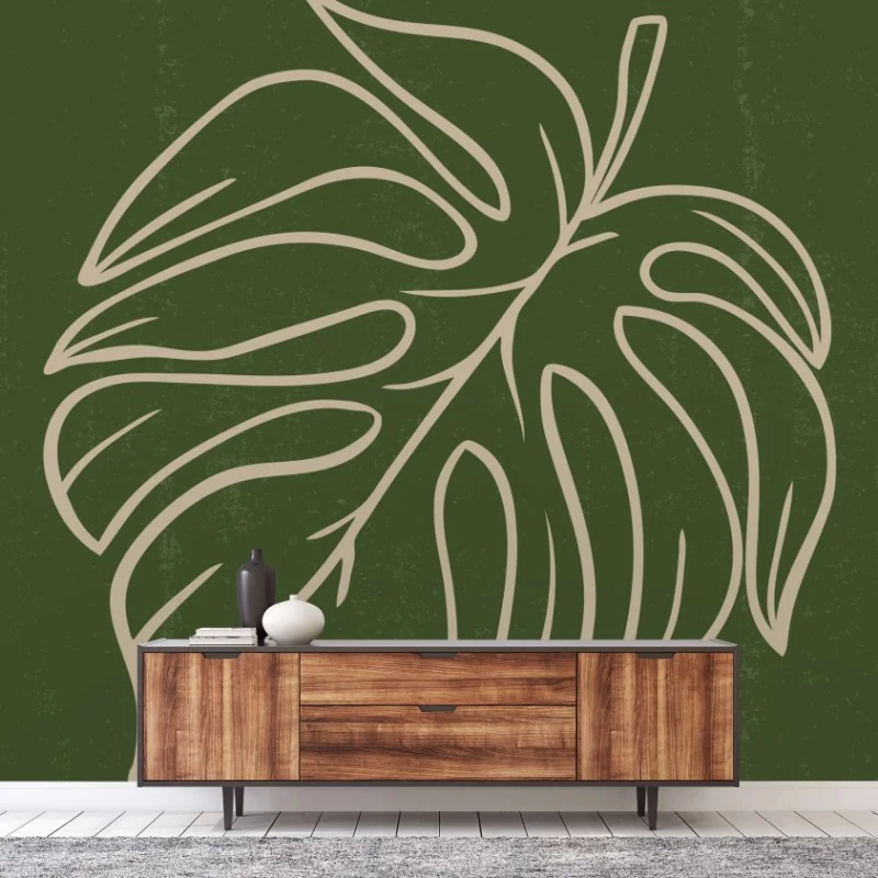 Wall mural minimalist monstera leaf botanical artwork