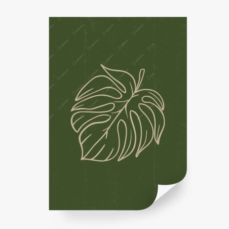 Wall mural minimalist monstera leaf botanical artwork • Wallissimo®