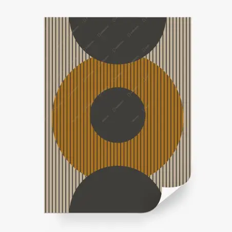 Wall mural golden geometric rings on striped background • Wallissimo®