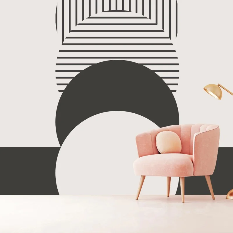Wall mural geometric circles in neutral tones