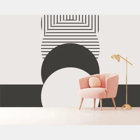 Wall mural geometric circles in neutral tones • Wallissimo®