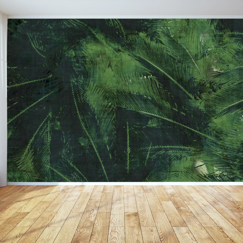 Wall mural lush tropical leaves pattern