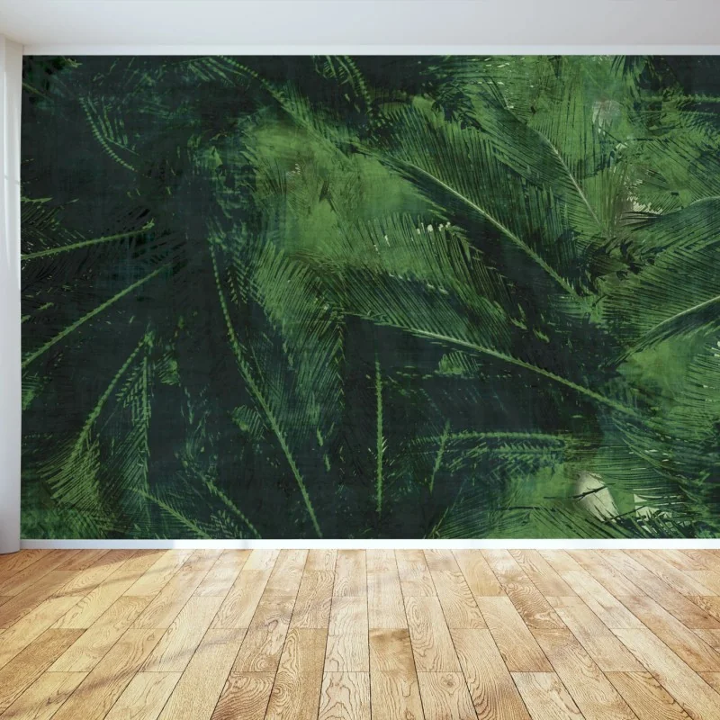 Wall mural lush tropical leaves pattern