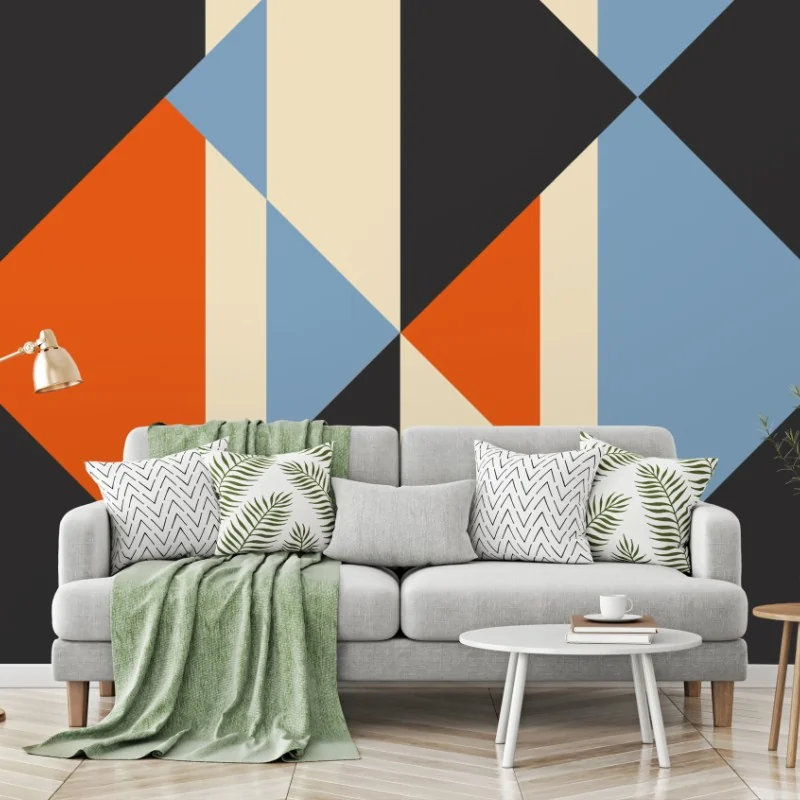 Wall mural geometric retro pattern in warm tones
