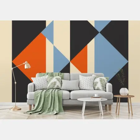 Wall mural geometric retro pattern in warm tones • Wallissimo®