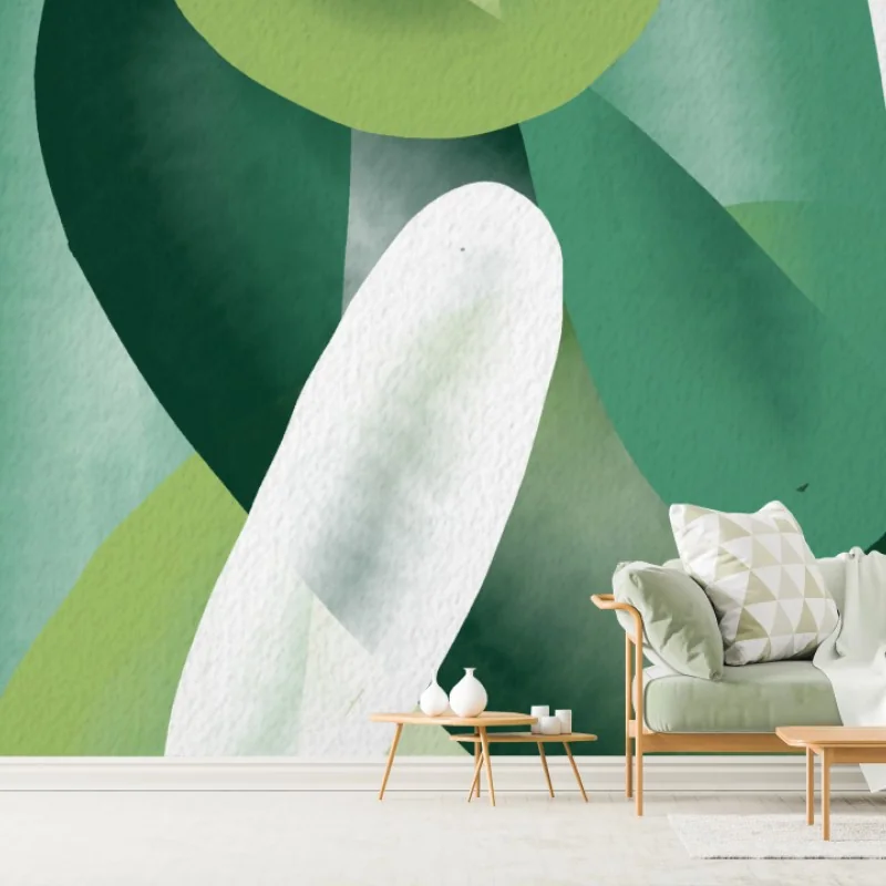Wall mural green watercolor abstract composition