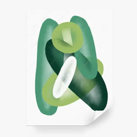 Wall mural green watercolor abstract composition • Wallissimo®
