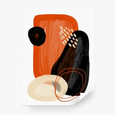 Wall mural warm abstract shapes in orange and black • Wallissimo®