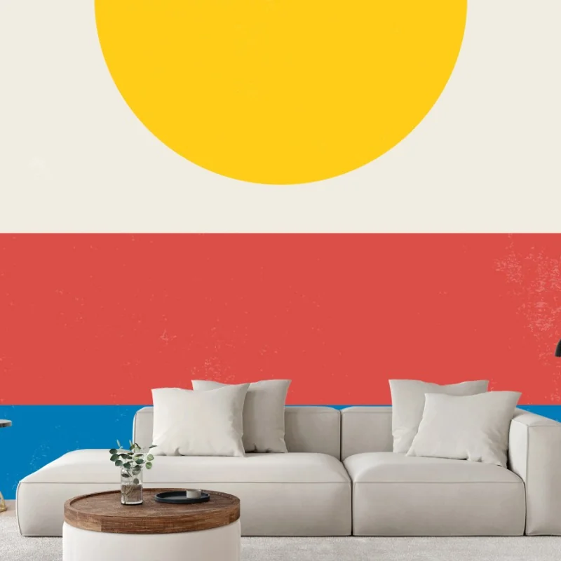 Wall mural geometric sun composition