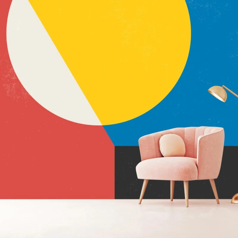 Wall mural bold geometric sun composition • Wallissimo®
