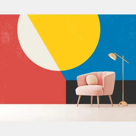 Wall mural bold geometric sun composition • Wallissimo®