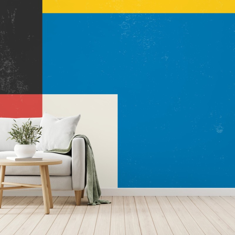 Wall mural bold geometric color blocks
