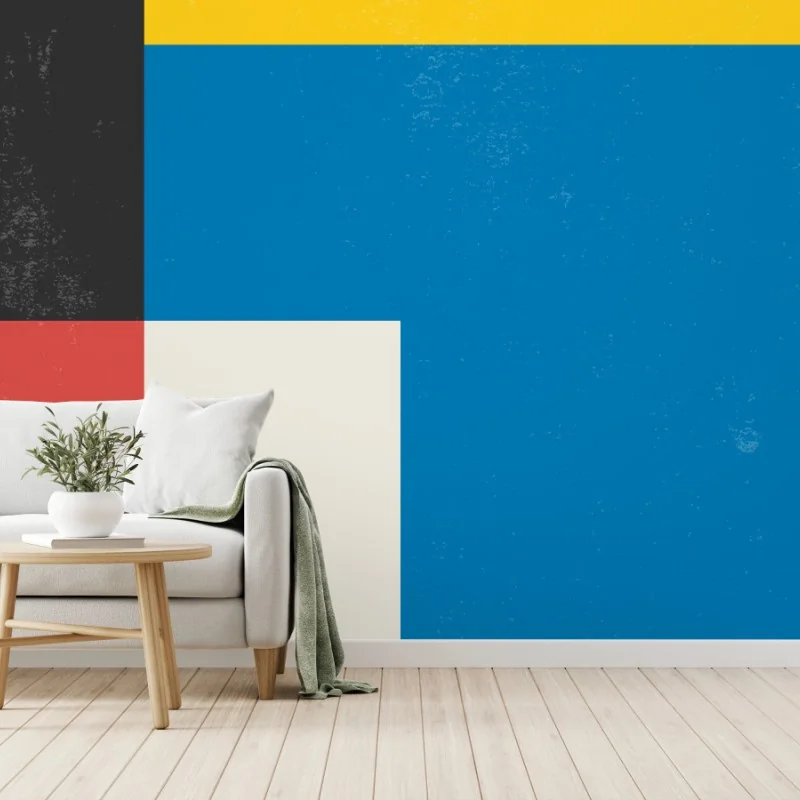 Wall mural bold geometric color blocks